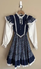 Mini World Dress Vintage Girls Size 7 Calico Prairie Ruffle Twirl Cottage