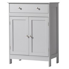 Wooden Bathroom Floor Cabinet Storage Shelves Cupboard for Home Kitchen Gray