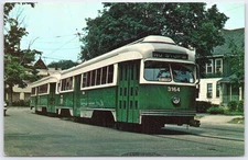 Vintage Boston MBTA Trolleys Newton MA 1972 Postcard by Skipper Clark