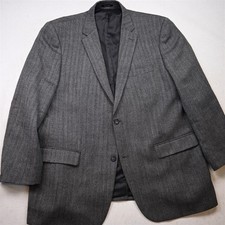 Joseph Feiss 48L Gray Herringbone 100 Wool Tweed Mens Blazer Jacket Sport Coat
