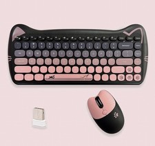 Wireless Keyboard and Mouse Combo - GEEZER Multicolor Full-Sized Cat Style
