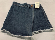 NWT OshKosh B'gosh Girls Denim Shorts Skirt Overlay Frayed Hem Size 6
