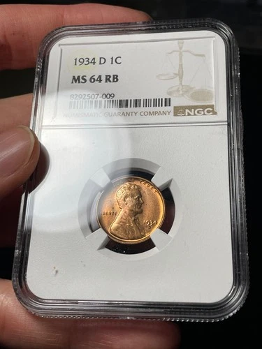 1934-D NGC MS64 RB Lincoln Wheat Cent Nice Coi