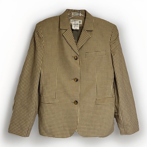 New ORVIS Women's Check Plaid Brown Blazer Oxford Cloth Jacket 10 Vintage NWT