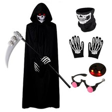 Grim Reaper Costume for Kids Boys Girls Unisex Polyester Halloween Christmas
