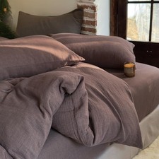 NSNLGSGC 100 Muslin Cotton King Size Duvet Cover - Mocha Houndstooth