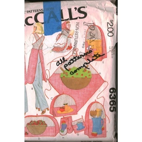 Vintage McCall's 6365 Kitchen Accessories Apron Appliance Covers Sewing Pattern deal from eBay