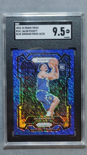 2023-24 Panini Prizm Jalen Pickett Blue Shimmer RC #/35 SGC 9.5