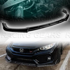 TYPE-R PAINTED BLACK FRONT BUMPER LIP BODY SPOILER 17-21 HONDA CIVIC SI 2DR 4DR
