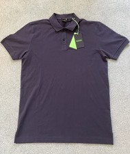 NWT Men  s Hugo Boss Short Sleeve Navy Blue Collared Polo Shirt Size M