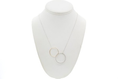 14k Two Tone Diamond Infinity Circle Forever Necklace 0.32ctw