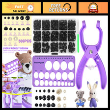 Safety Eye Tool for Crocheting - 566PCS Safety Eyes Noses for Amigurumi, 10-30