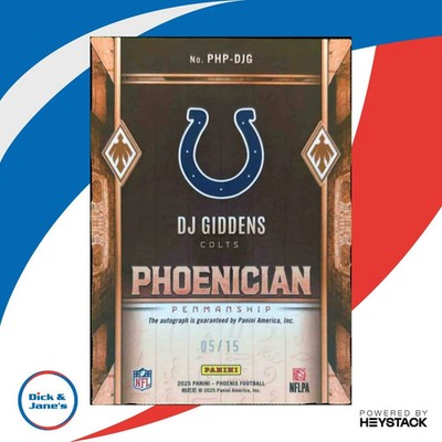 2025 Panini Phoenix DJ Giddens Phoenician Penmanship Auto /15 RC