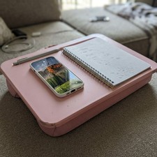 Compact Lap Desk   Rose Quartz, Fits 14" Laptops Microbead Cushion, Pencil Slot