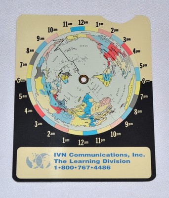 Rare World View Time Indicator Clock Dial Wheel, World Time Device Patented 1991