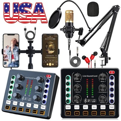 Voice Change Sound Card Audio Mixer Vlog Podcast Live Game Mic Recording Kit