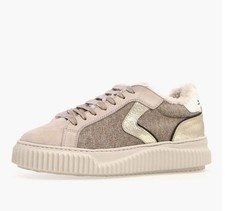 VOILE BLANCHE Lipari Beige Genuine Fur Lined Sneakers - Womens Sz 8