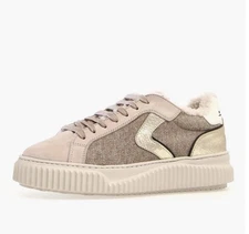 Brand new In Box! VOILE BLANCHE Lipari Beige Genuine Fur Lined Sneakers - Sz 8