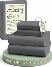 100 Organic Cotton California King Sheets Set, Fully Elasticized Reinforsed ...