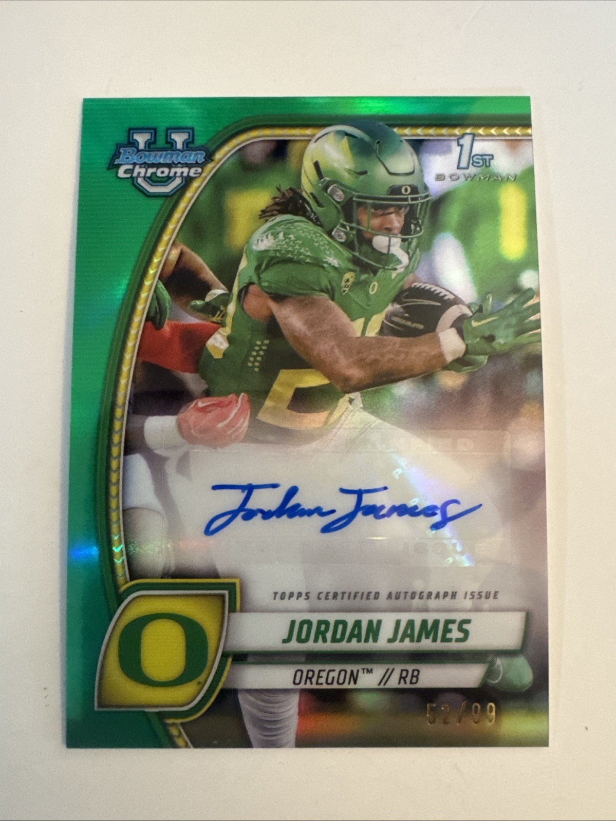 2024 Bowman University Chrome Jordan James (RC) Green/99 Refractor Auto