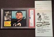 1962 Topps Mike Ditka #17 Rookie Card PSA/DNA AUTO + Additional Ditka Autograph. rookie card picture