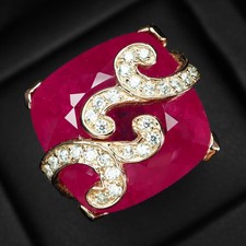 Vibrant Vivid Pink Ruby 36.65Ct 925 Sterling Silver Rose Gold Rings Size 6.5