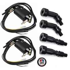 2 x Ignition Coils & Spark Plug Caps For Suzuki GSXR600W GSXR750 GSXR750W