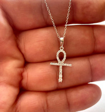 Sterling Silver 925 Rhodium Plated Egyptian CZ Journey Cross