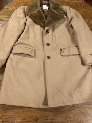Vagabond Rich Sher Vintage Mens Coat 42 Wool Faux Fur Collar And Lining Vagabond Rich Sher Vintage Mens Coat 42, Mens Faux Fur Collar Wool Coat