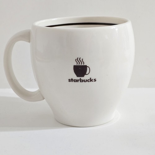 Starbucks 2004 White Coffee Mug Cup Black Logo Steaming Barista Ceramic 4" H - Picture 7 of 19