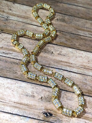 Men's Iced Barbed Wire Cuban 8mm Ice Out 14k Gold CZ VVS Fill Real 20