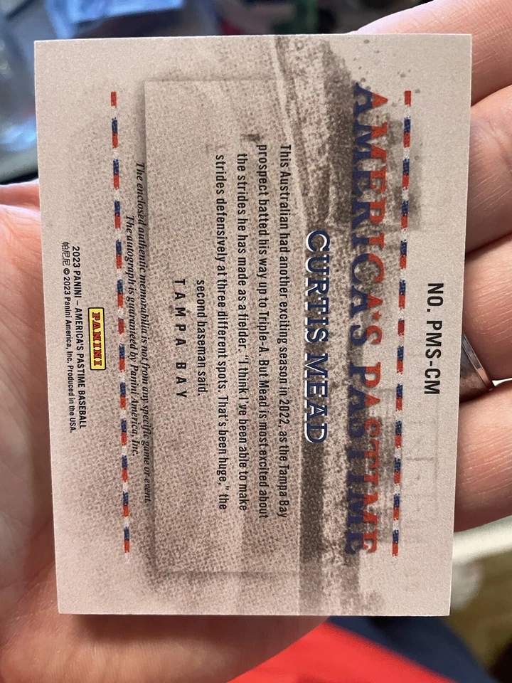 2023 Panini Chronicles Curtis Mead Patch Auto Rookie #35/100 TB RAYS #PMS-CM🔥 - Image 3 of 3