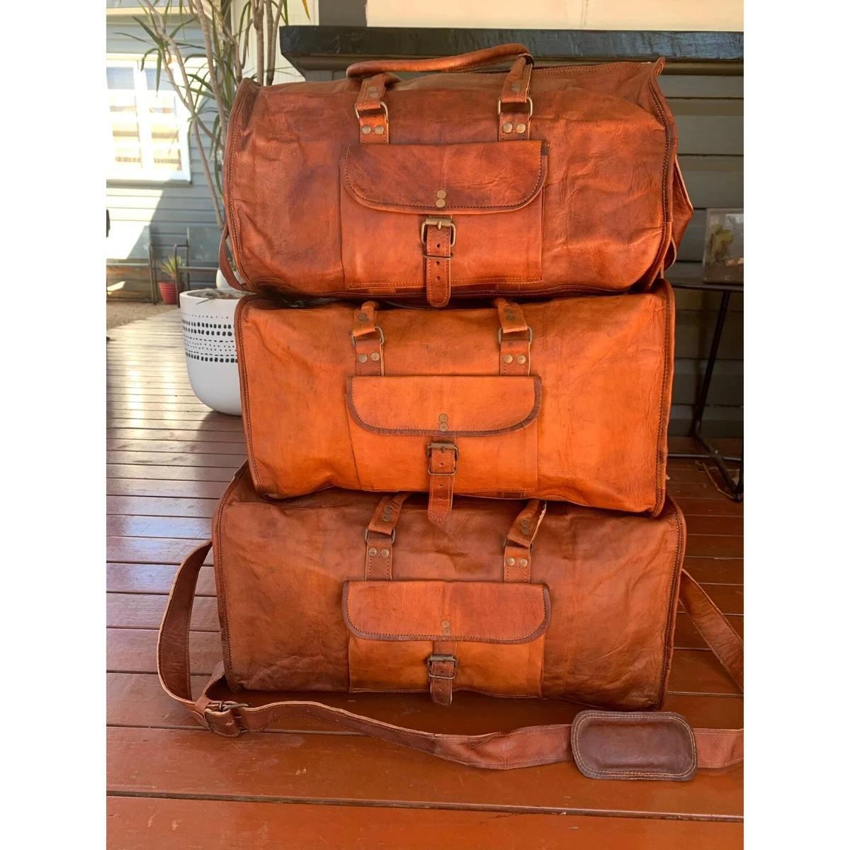 Big leather duffle clearance bag