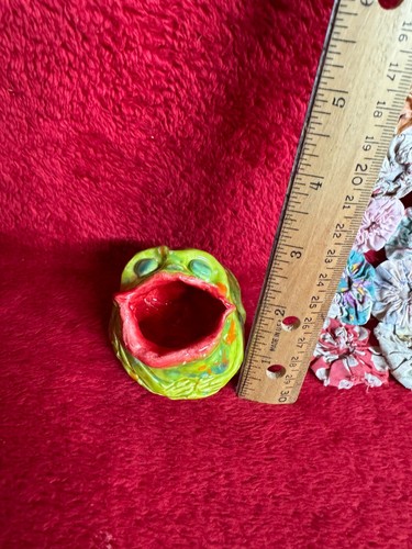 Handmade Pottery Big Mouth Frog Mini Pinch Pot - Picture 2 of 8