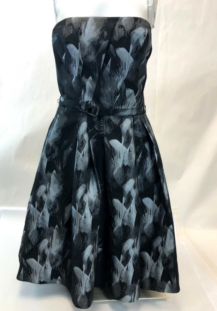 White House Black Market Gray Floral Belted A Line Halter Sleeveless Sun  Dress 6 | eBay