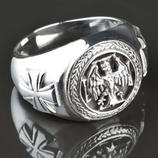 925 Silber Ehrenring Eisernes Kreuz Bundesadler Siegel Ring Biker Adler SR18