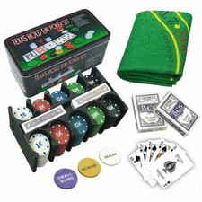 Set Poker Texas Hold'em Black Jack Chiffon Cartes Jetons Bottone Dealer Cir