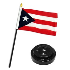 Puerto Rico Rican 4"x6" Flag Desk Set Table Stick Black Base 100D