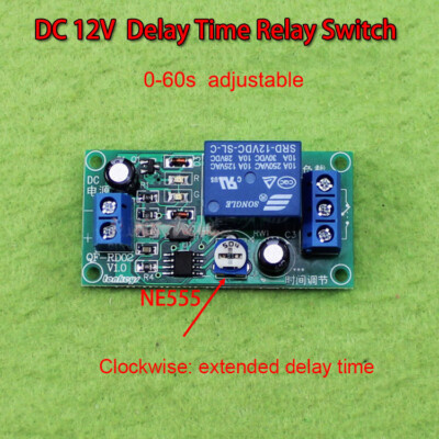 Delay Time Switch 1 Minute Adjustable 0-60 Second DC12v NE555 Zeitrelais Module