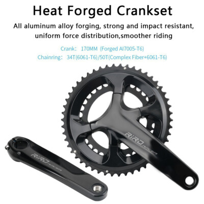 RIRO Road Bike Bicycle Crankset 170mm 2x10/11/12 Speed, Teeth: 50