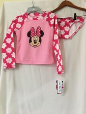 NWT Carter's Minnie Mouse Rash Guard Set Swimsuit 2pc Girls UPF 50 SZ 10,12,14