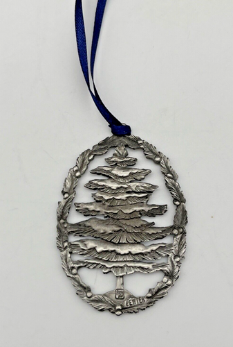 CHRISTMAS ORNAMENTS French Horn Stocking Hampshire Fir Tree Pewter/Metal Set~3 - Picture 3 of 9