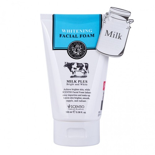 100ml Facial Foam Cleanser SCENTIO Milk Plus Whitening Q10 Bright Beauty Buffet - 第 1/7 張圖片