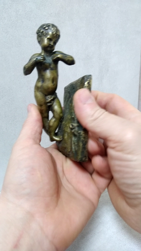 Antique Bronze Sculpture Cherub 19th.Signed L.KLEY. - Video 1 of 1