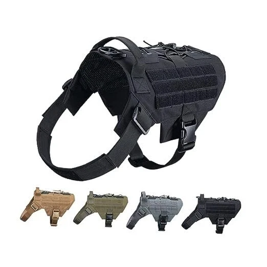 Dog Harness Tactical Military Dog Harness Adjustable M (Chest:28''-35'') Black