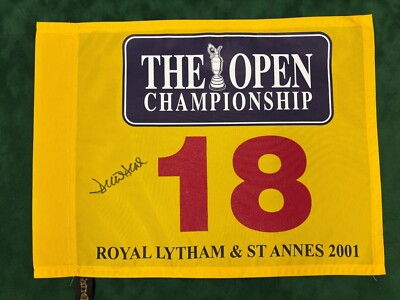 David Duval Gewinner signiert 2001 The Open at Royal Lytham Golf Flagge + Händler Echtheitszertifikat