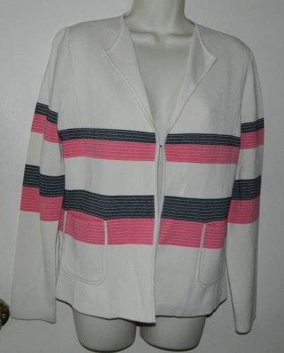 New Women Talbots Long Sleeve Multi-Color Striped Sweater Cardigan Casual Work M