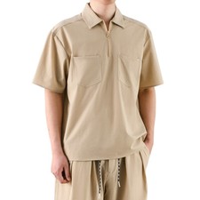 Hommes Chemise Manche Courte 1/4 Fermeture T-Shirt avec Poche Basic Conçu Golf