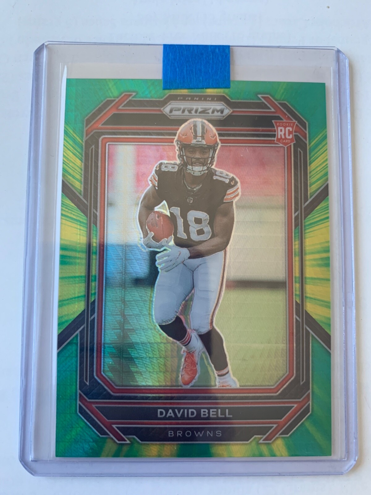 2022 Panini Prizm #334 David Bell Neon Green Hyper Prizm #D /175 Browns