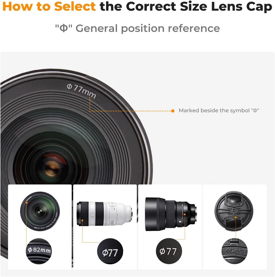 K&F Concept Lens Cap Cover set for Nikon, Canon, Sony, Fujifilm Camera 37-82mm - Image 2 of 4